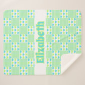 Plaid and Hearts add your name White background Sherpa Deken (Voorkant (horizontaal))