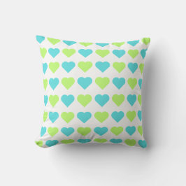 Plaid and Hearts Blue Yellow Pattern with white Kussen