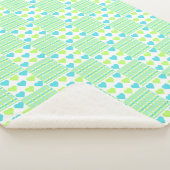 Plaid and Hearts Blue Yellow Pattern with white Sherpa Deken (3/4)