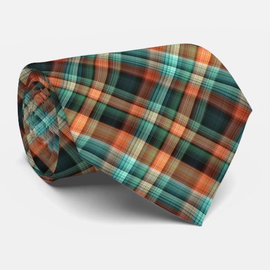 Plaid Angled Blue Green Tie Stropdas (Opgerold)