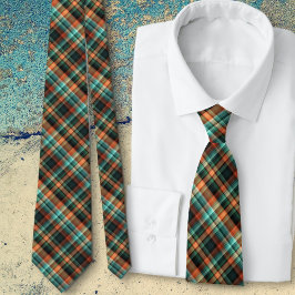 Plaid Angled Blue Green Tie Stropdas