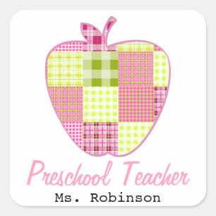 Plaid Apple kleuterschool leraar Vierkante Sticker