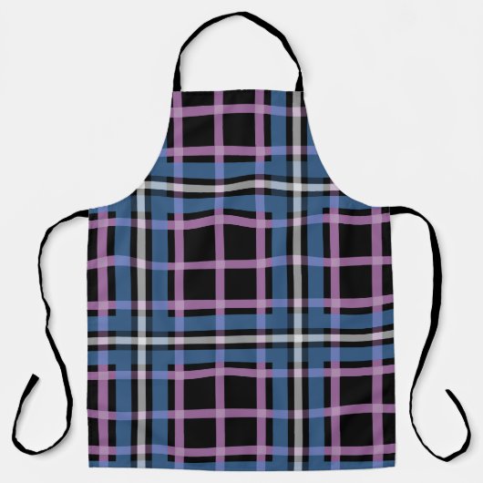 Plaid Apron – Blue & Lavender Checkered Kitchen Schort (Voorkant)