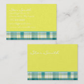 Plaid Aqua Turquoise Blauw en Limoen Visitekaartje (Voorkant / Achterkant)