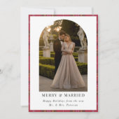 Plaid Arch Foto Pas getrouwd Christmas Merry Getro Feestdagenkaart (Voorkant)
