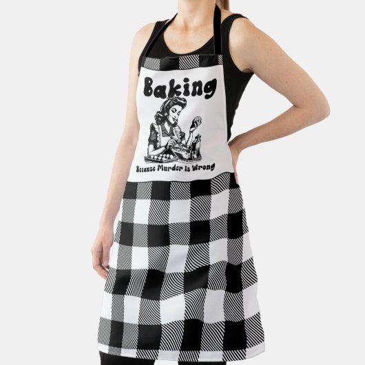 Plaid Arpon Retro Humor Bakken omdat moord is Schort (Insitu)