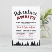 Plaid Baby shower Invitation - Adventure wacht op Kaart (Staand voorkant)