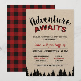 Plaid Baby shower Invitation - Adventure wacht op  Kaart