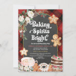 Plaid Baking Spirits Bright Christmas Baking Party Kaart<br><div class="desc">EDITABLE Plakken Bakken Geesten Bright Christmas Baking Party Invitation Elegante Winter Bloemen Vakantie Cookie Decorating Party Krijtbord Boog Bakken Party</div>