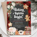 Plaid Baking Spirits Bright Christmas Baking Party Kaart<br><div class="desc">EDITABLE Plakken Bakken Geesten Bright Christmas Baking Party Invitation Elegante Winter Bloemen Vakantie Cookie Decorating Party Krijtbord Boog Bakken Party</div>