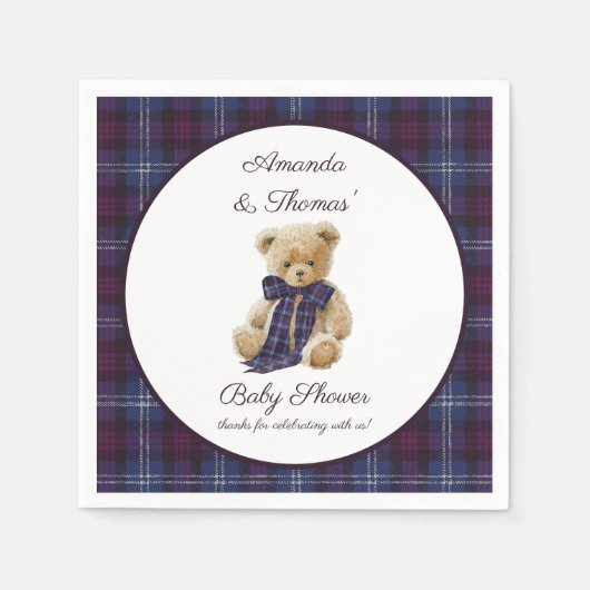 Plaid Bear Themed Baby Shower  Servet (Voorkant)