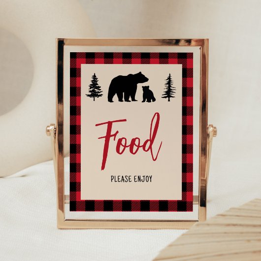 Plaid Beer Cub Lumberjack Baby shower Voedsel Poster