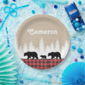 Plaid Beren Verjaardagsfeestje Papieren Bordje (Feest)