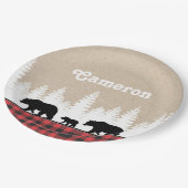 Plaid Beren Verjaardagsfeestje Papieren Bordje (Gekanteld)