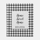 Plaid Black White Gingham Fleece Deken (Voorkant)