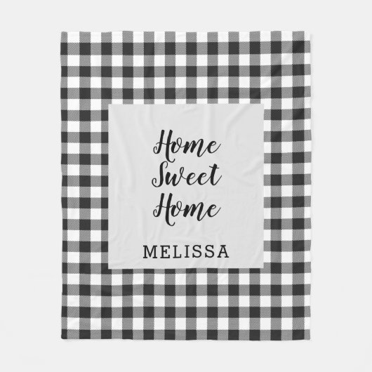 Plaid Black White Gingham Fleece Deken (Voorkant)