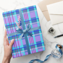 plaid blauw cadeaupapier