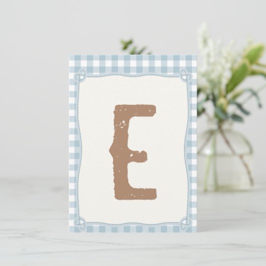 Plaid Blauw Eerste Rodeo Kinderstoel Vlag E Kaart (Staand voorkant)