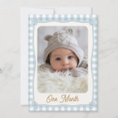 Plaid Blauw Eerste Rodeo Maandelijkse Banner Flag  Kaart (Voorkant)