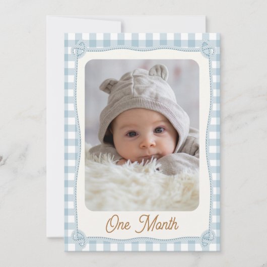 Plaid Blauw Eerste Rodeo Maandelijkse Banner Flag Kaart (Voorkant)