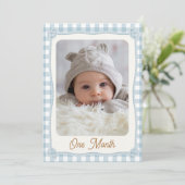 Plaid Blauw Eerste Rodeo Maandelijkse Banner Flag Kaart (Staand voorkant)