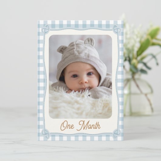 Plaid Blauw Eerste Rodeo Maandelijkse Banner Flag Kaart (Staand voorkant)