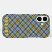 Plaid Blauw en Goud Naam Sjabloon Case-Mate iPhone Case (Achterkant (horizontaal))