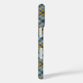 Plaid Blauw en Goud Naam Sjabloon Case-Mate iPhone Case (Achterkant / Rechts)