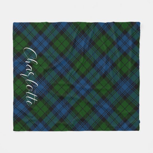 Plaid Blauw Groen Check Campbell Militair Tartan Fleece Deken (Voorkant (Horizontaal))