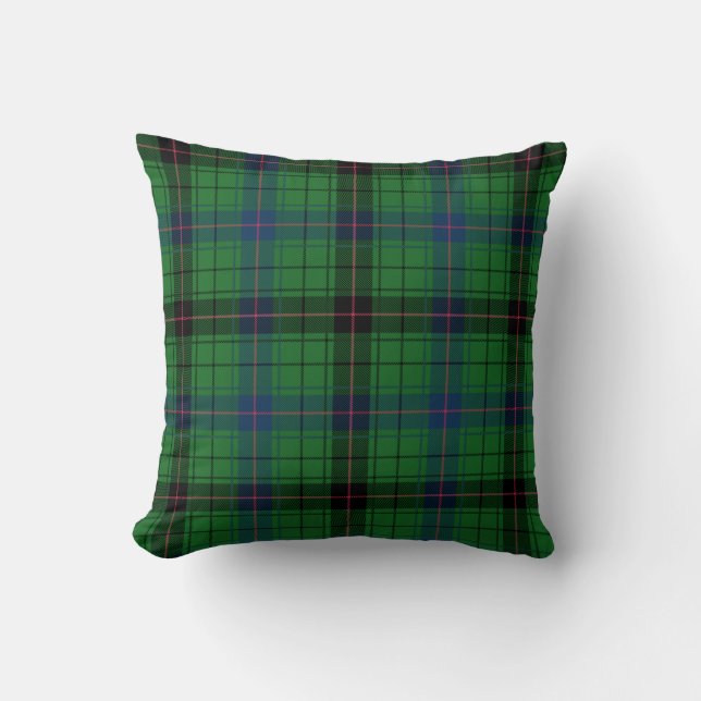 Plaid Blauw Groen Check Davidson Tartan Kussen (Voorkant)