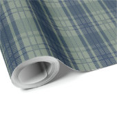 Plaid-blauw groen-mannelijk inpakpapier (Rol Hoek)