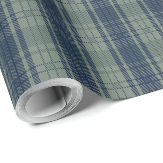 Plaid-blauw groen-mannelijk inpakpapier (Rol Hoek)