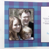 Plaid Blauw Paarse Chique Rustiek Land 4 Foto Drieluik Wenskaart (Binnenzijde eerst)