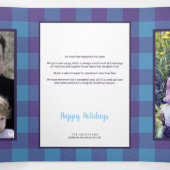 Plaid Blauw Paarse Chique Rustiek Land 4 Foto Drieluik Wenskaart (Binnenkant midden)