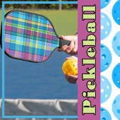 Plaid Blauw, Paarse, Groene, Gele Turquoise Madras Pickleball Paddle