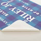 Plaid Blauw Paarse Patroon Rustieke Naam Collage Sherpa Deken (3/4)