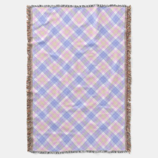 Plaid Blauw Roze Geel Deken (Voorkant Verticaal)