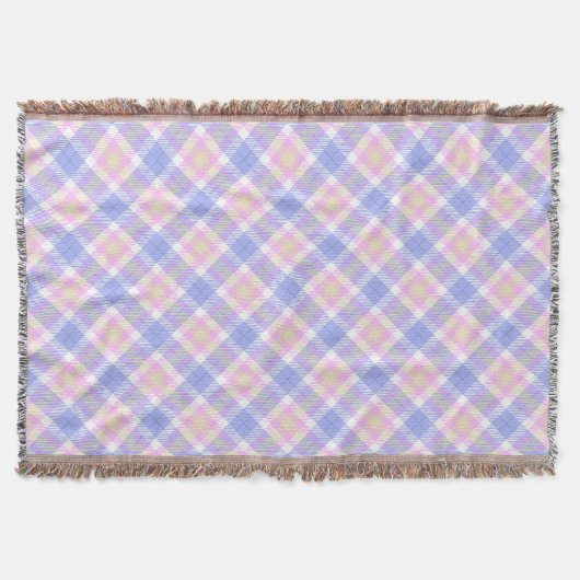 Plaid Blauw Roze Geel Deken (Voorkant)