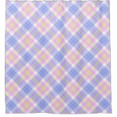 Plaid Blauw Roze Geel Douchegordijn (Voorkant)
