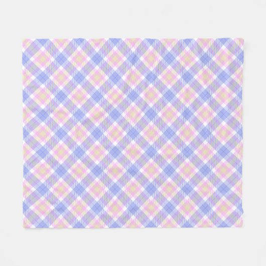 Plaid Blauw Roze Geel Fleece Deken (Voorkant (Horizontaal))