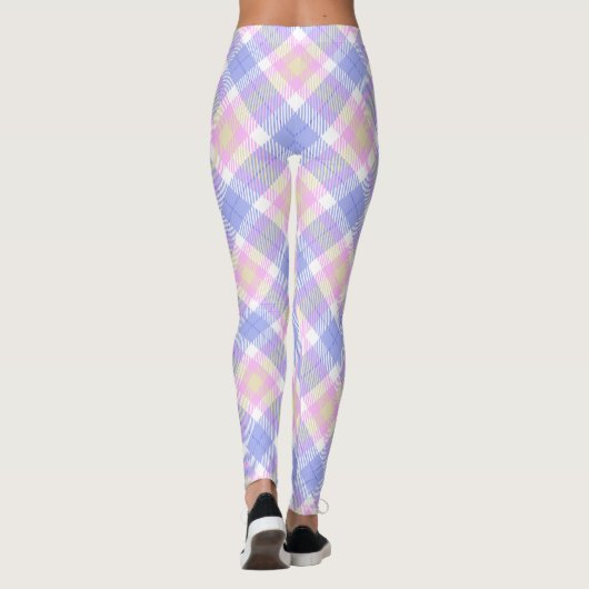 Plaid Blauw Roze Geel Leggings (Achterkant)