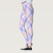 Plaid Blauw Roze Geel Leggings (Links)