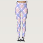 Plaid Blauw Roze Geel Leggings (Voorkant)