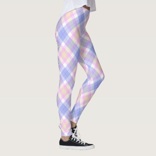 Plaid Blauw Roze Geel Leggings (Rechts)