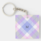 Plaid Blauw Roze Geel Sleutelhanger (Voorkant)