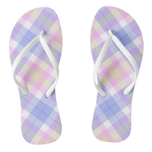Plaid Blauw Roze Geel Teenslippers