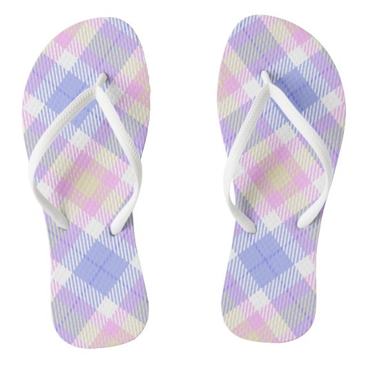 Plaid Blauw Roze Geel Teenslippers (Voetbed)