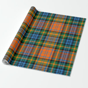 Plaid Blauw Sinaasappel Groene Clan Murray Tartan Cadeaupapier