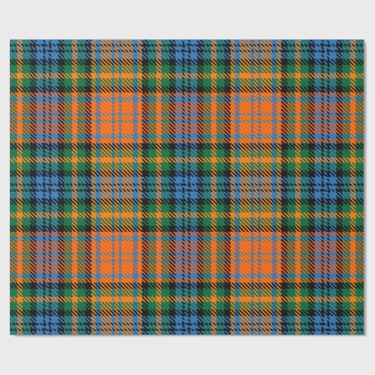 Plaid Blauw Sinaasappel Groene Clan Murray Tartan Cadeaupapier (Vlak)