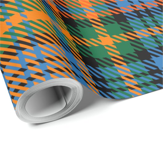 Plaid Blauw Sinaasappel Groene Clan Murray Tartan Cadeaupapier (Rol Hoek)